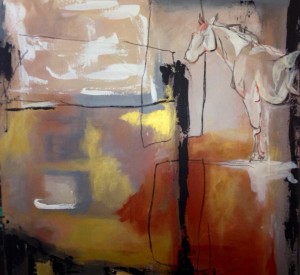 BlacknGold Horse #1, 48x48 canvas, acrylic
