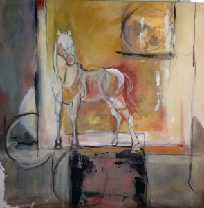 BlacknGold Horse #2, 48x48 canvas, acrylic