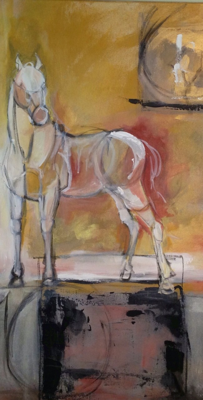 BlacknGold Horse #2 – 48 x 48 – Canvas, Acrylic