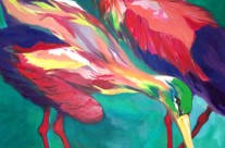 Cranes – 48 x 60 – Canvas, Acrylic, Oil