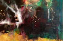 Emerald Galaxy – 48 x 60 – Canvas, Acrylic, Oil, Gold Leaf