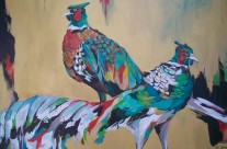 Pheasants – 48 x 48 – Canvas, Acrylics, Oil