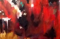 Red Galaxy – 48 x 48 – Canvas, Acrylic, Gold Leaf